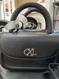 Black top handle purse