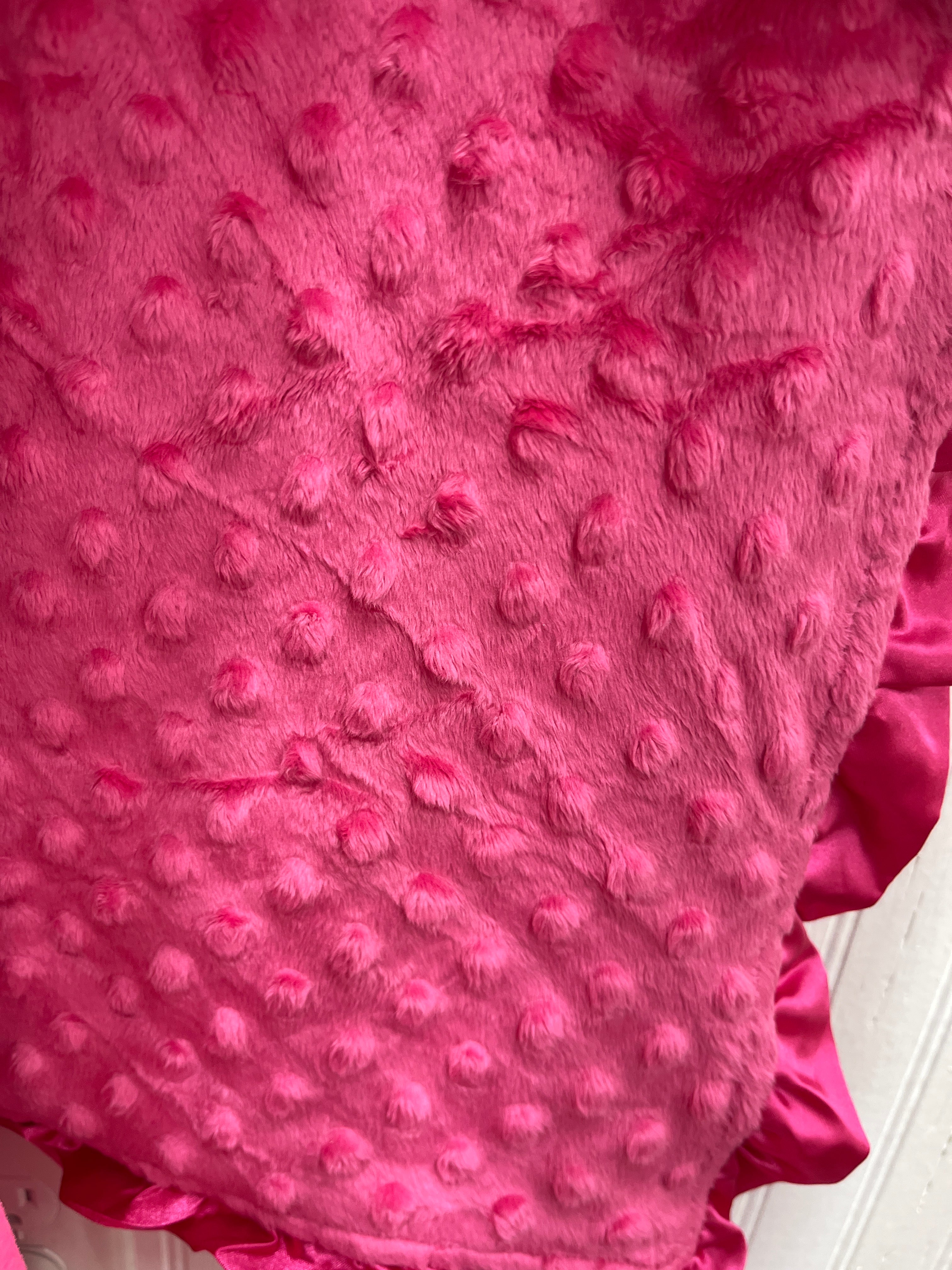 Chevron hot pink dots minky