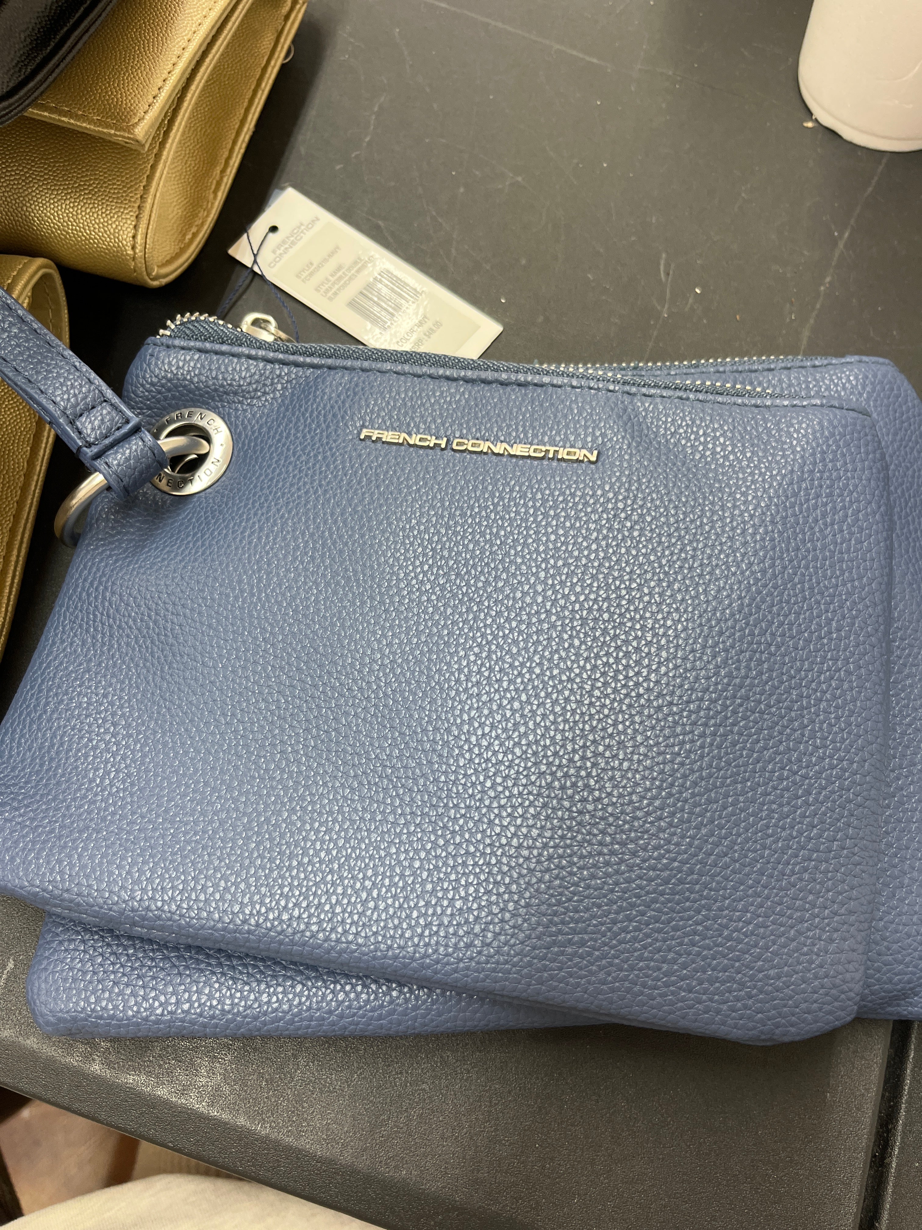 Navy double wristlet
